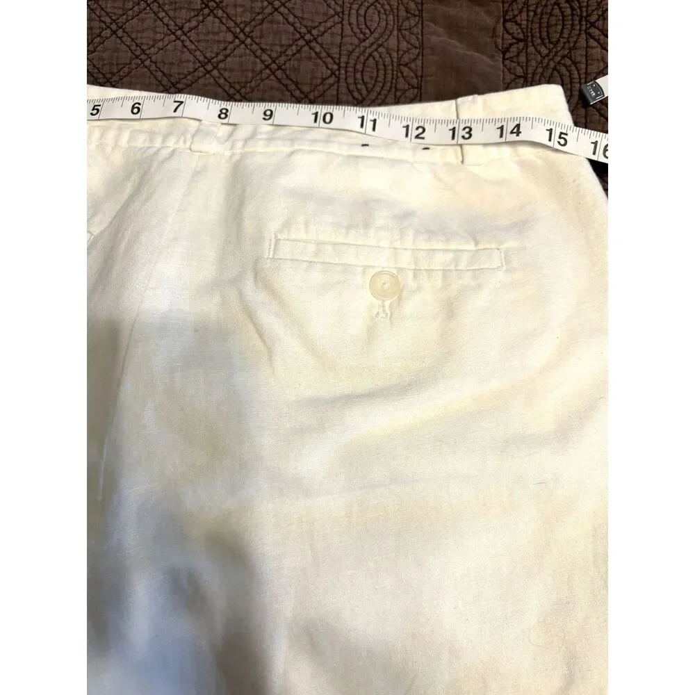 Banana Republic Hampton Linen Blend Pants Size 4 White Straight Leg Trouser